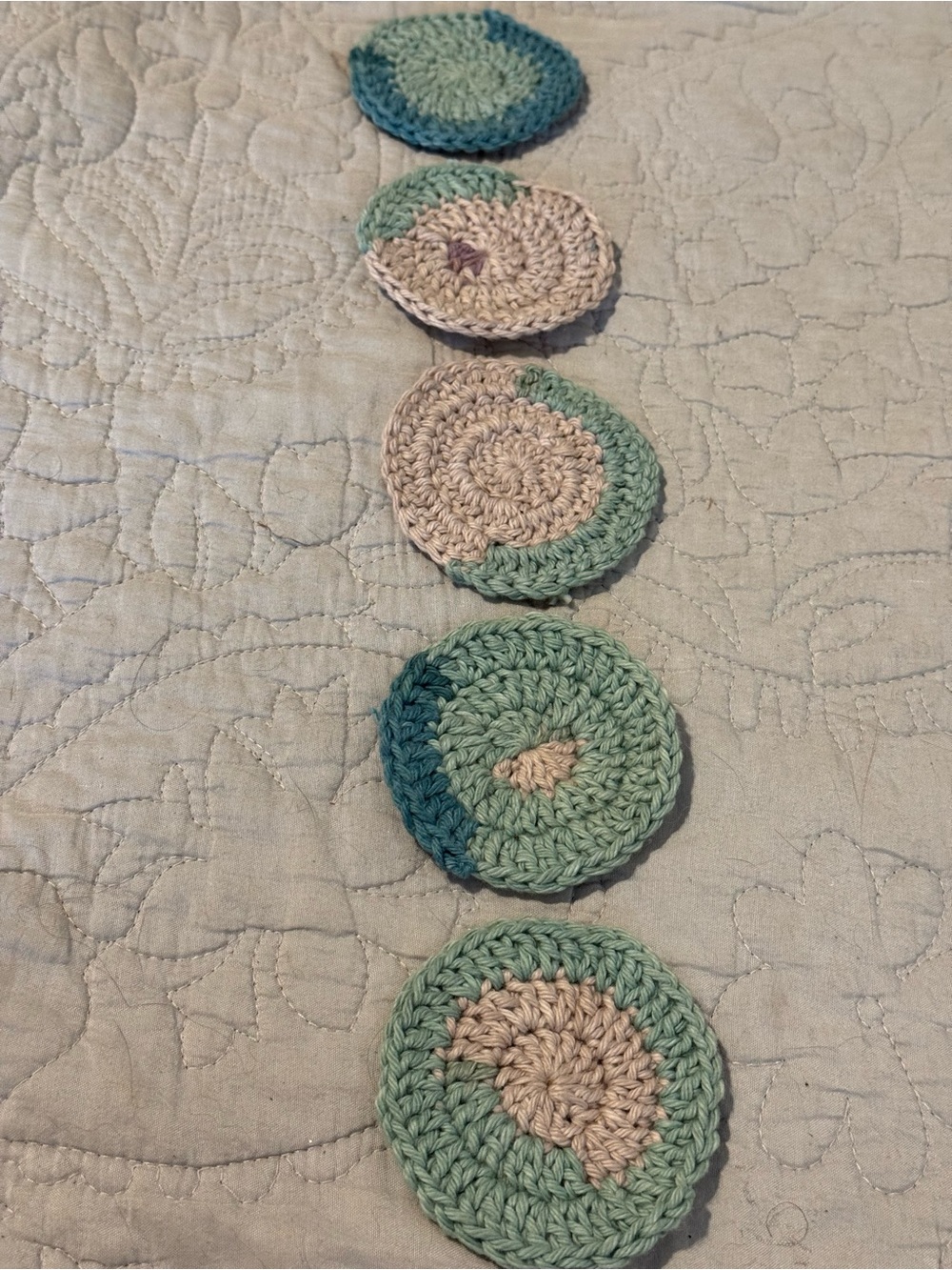 Handmade Crochet Cotton Rounds - Mint, Teal, & Cream